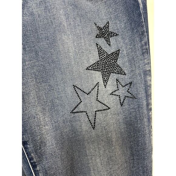 VIA RITINA Women's Denim Rhinestone Star Skinny Jeans Blue Size 10 - Picture 6 of 13